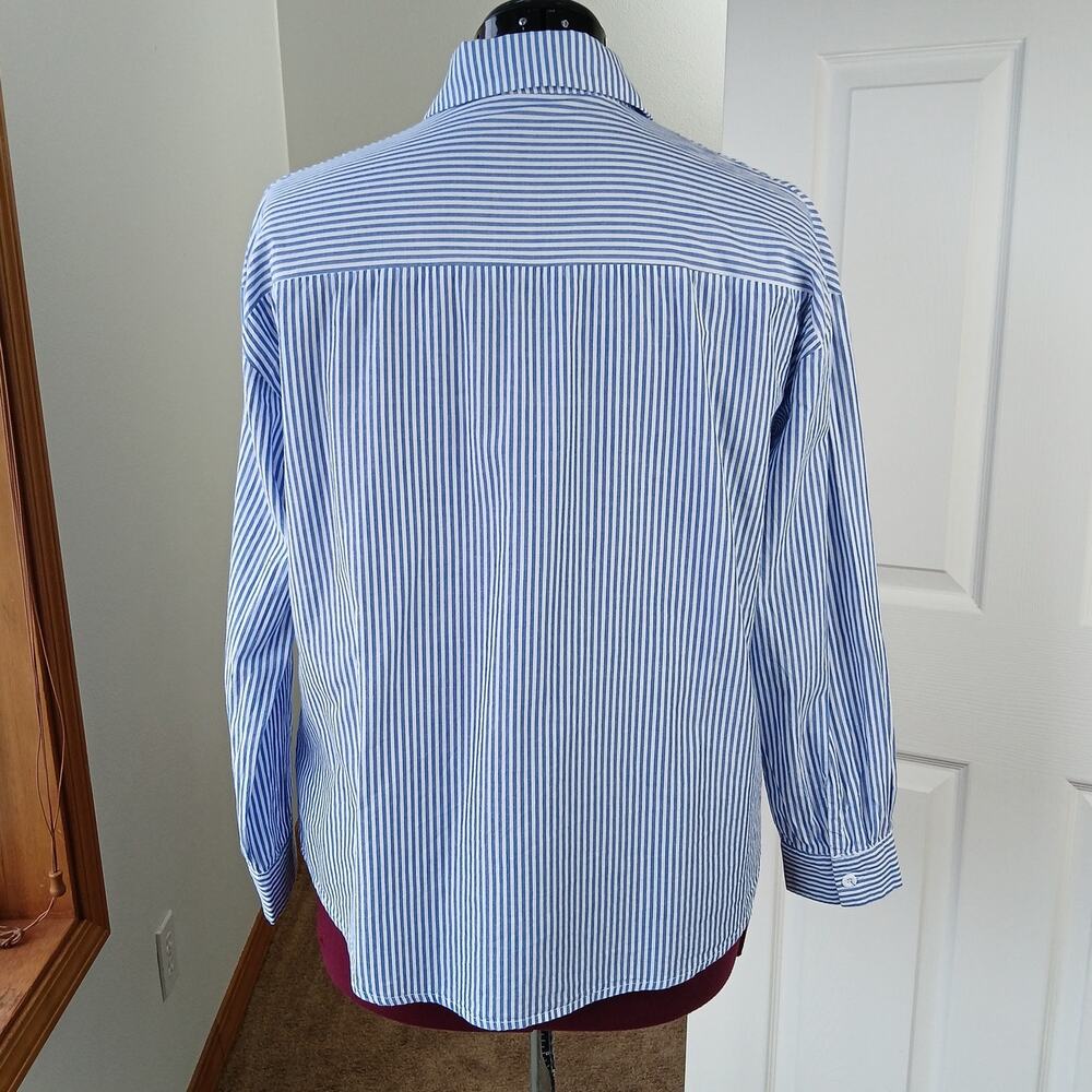 Zeagoo Blue Striped Button-up Shirt L unisex classic office long sleeve collar - Picture 4 of 11